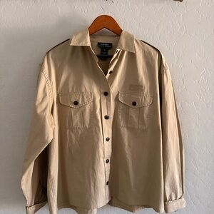 Ralph Lauren Tan Lightweight Cargo Button Up Shirt